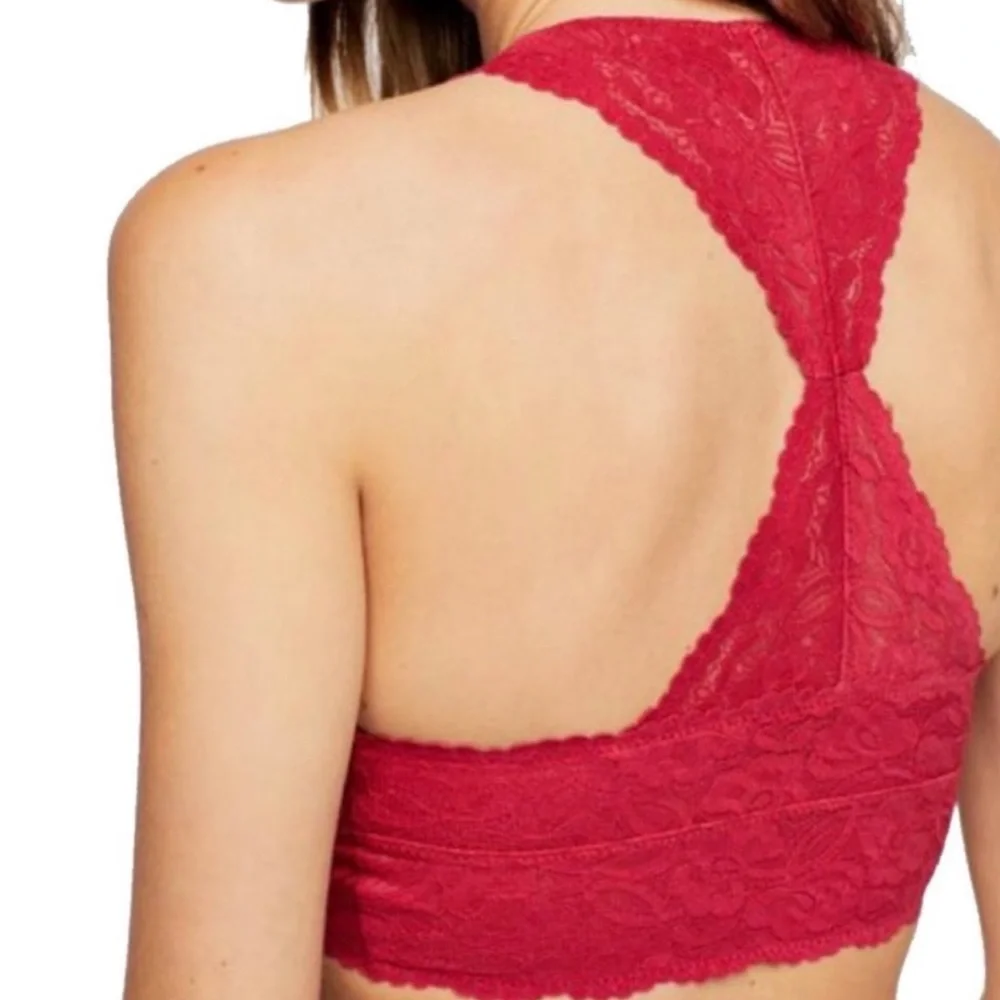 Free People Red Floral Lace Bralette Sz XS